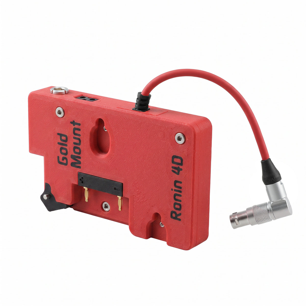 Alvin's Cables Gold Mount Battery Plate for DJI Ronin 4D, G-Mount Power Plate with D-Tap &amp; 0B 2-Pin Outputs, Straight / Rotatable Right Angle 1B 6-Pin Power Cable, Red / Black