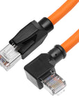 Alvin's Cables RJ45 Ethernet Cable, Right-Angle Cat6a Shielded Industrial Profinet Ethernet Cable High-Flex Drag-Chain High-Speed Gold-Plated Connectors for PLC, Robotics 2ft/60cm Orange
