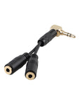 Alvin's Cables Tentacle Sync Timecode Splitter Cable, Right Angle 3.5mm TRS Male to 2 x 3.5mm Female Y-Cable for Sony FX6 FX9 F55, Ultra-Short Timecode Distribution Cable, 8cm