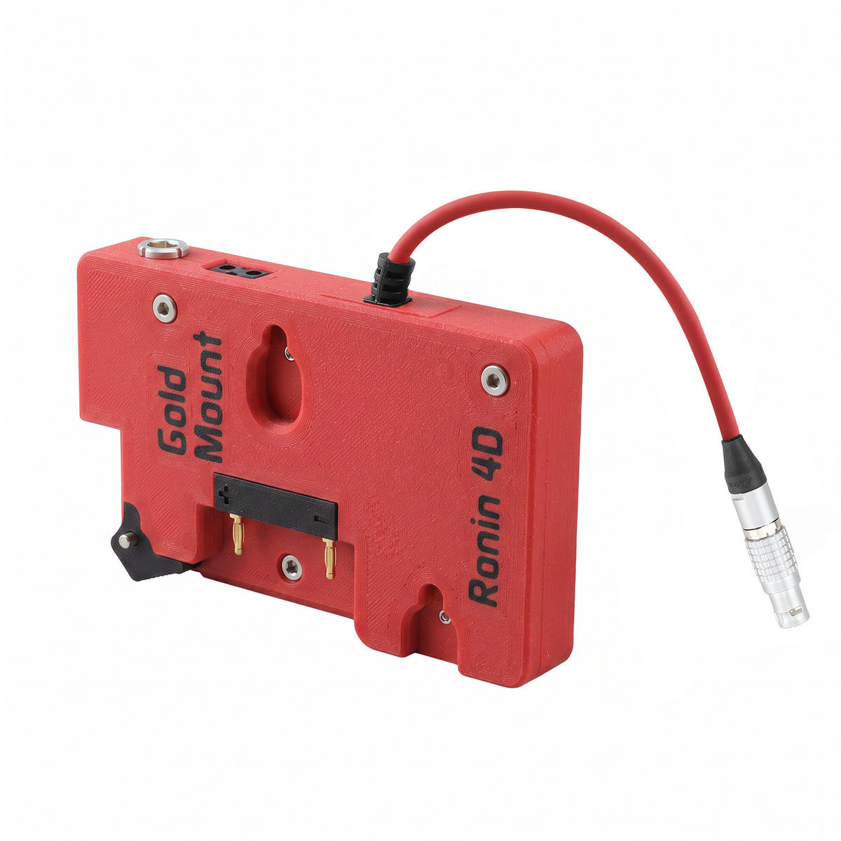 Alvin's Cables Gold Mount Battery Plate for DJI Ronin 4D, G-Mount Power Plate with D-Tap &amp; 0B 2-Pin Outputs, Straight / Rotatable Right Angle 1B 6-Pin Power Cable, Red / Black