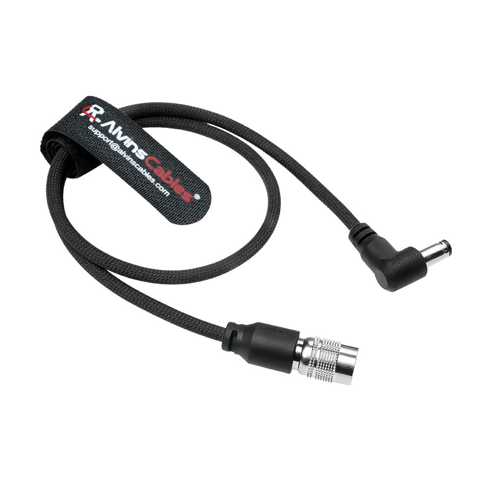 Alvin&#39;s Cables Ultra Flexible Hirose 4 Pin Male to DC Right Angle Braided Power Cable for Blackmagic&#39;s Cinema Camera 4k, for Sound Devices 633|644|688, Zoom F8 Recorder, 45cm|17.7in