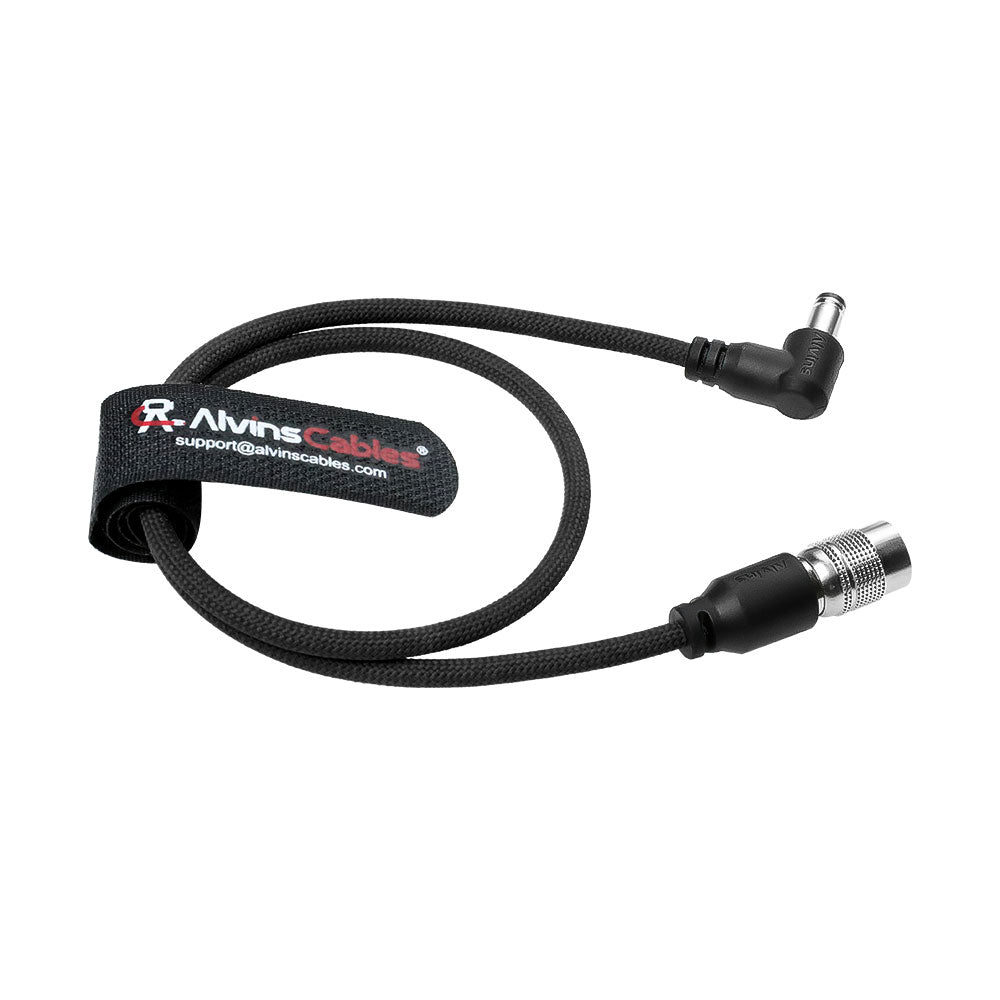 Alvin&#39;s Cables Ultra Flexible Hirose 4 Pin Male to DC Right Angle Braided Power Cable for Blackmagic&#39;s Cinema Camera 4k, for Sound Devices 633|644|688, Zoom F8 Recorder, 45cm|17.7in