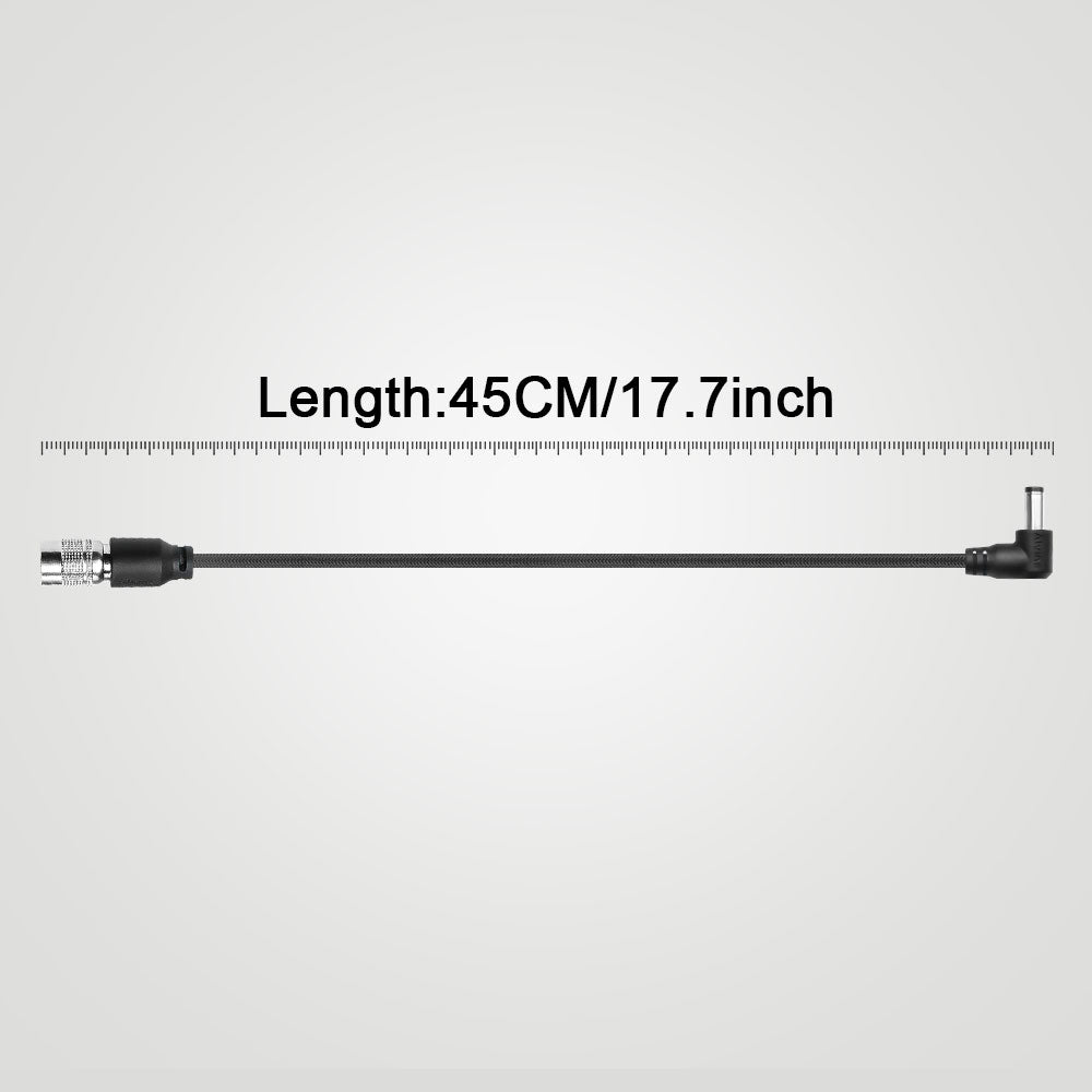 Alvin&#39;s Cables Ultra Flexible Hirose 4 Pin Male to DC Right Angle Braided Power Cable for Blackmagic&#39;s Cinema Camera 4k, for Sound Devices 633|644|688, Zoom F8 Recorder, 45cm|17.7in