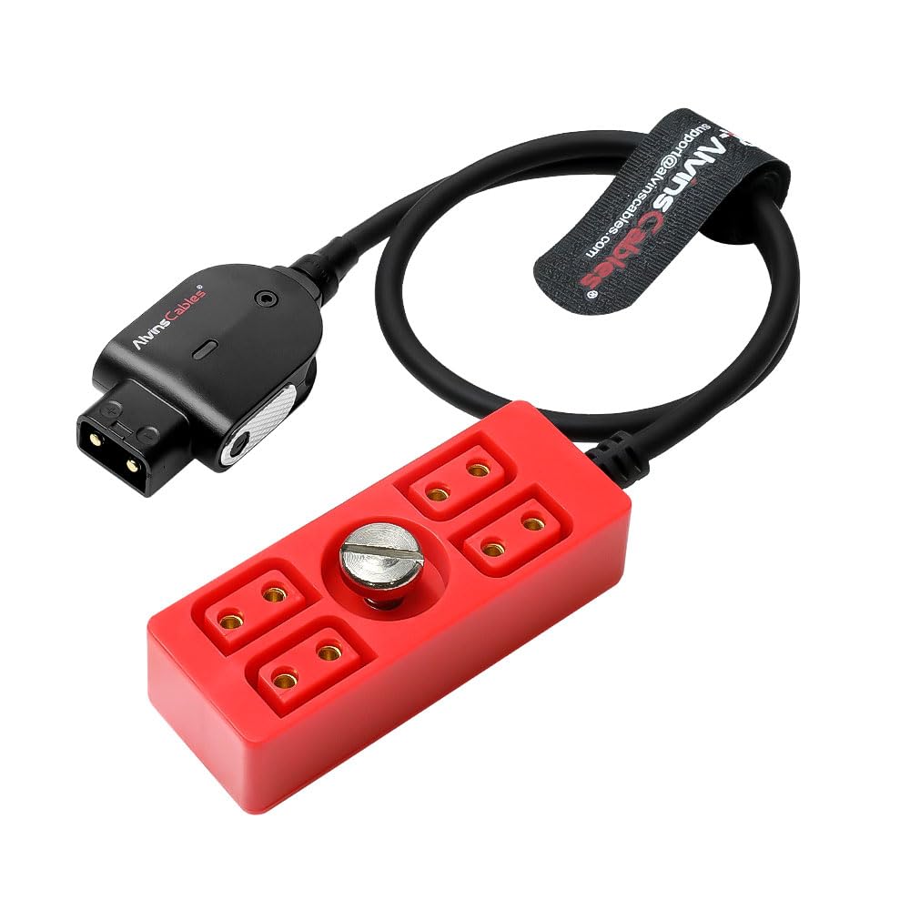Alvin&#39;s Cables Smart D-tap Splitter Cable, Ultra Soft Smart Dtap Male to 4 Port Dtap Female Splitter Hub Power Cable for ARRI RED Teradek SmallHD SmallRig V-Mount|Gold-Mount Battery 40cm/15.7inches
