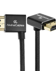 Alvin's Cables 8K HDMI 2.1 Cable 8K@60Hz 4K@120Hz High-Speed Braided Coiled Cable for Atomos Ninja,for Feelworld,for Sony FS5 FS7 FX9,BMPCC,for Canon C300 C500,Left to Up Angle Black
