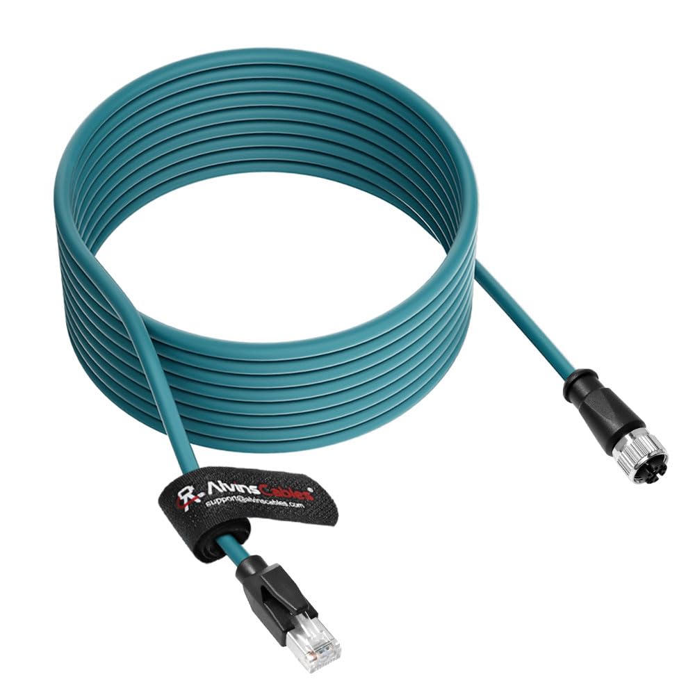 Alvin&#39;s Cables M12 X-Code 8 Pin Female to RJ45 Ethernet Cable Cat6a High-Flex Shielded for Cognex Keyence Basler Industrial Automation Fieldbus Module