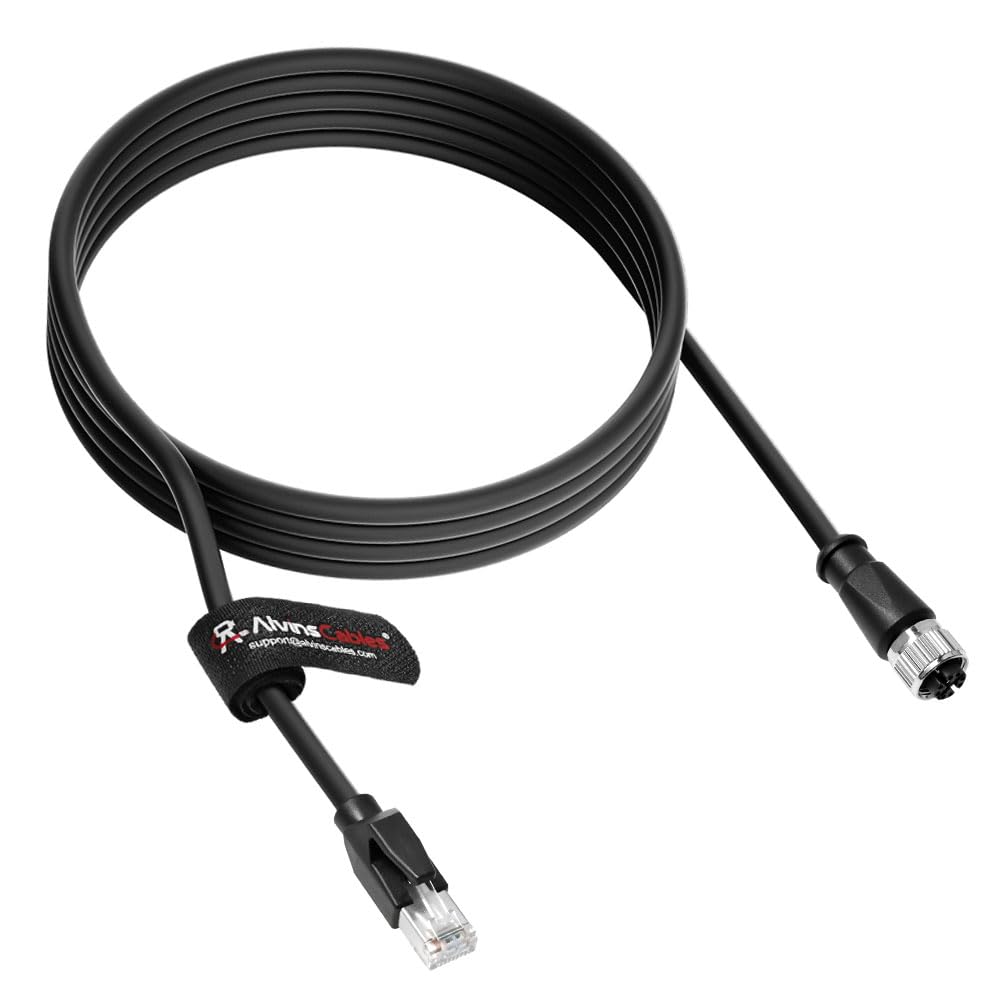 Alvin&#39;s Cables M12 X-Code 8 Pin Female to RJ45 Ethernet Cable Cat6a High-Flex Shielded for Cognex Keyence Basler Industrial Automation Fieldbus Module