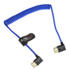 Alvin's Cables 8K HDMI Cable for Atomos Ninja,2.1 48Gbps 8K@60Hz 4K@120Hz High-Speed Braided Coiled Cable for Sony FS5 FS7 FX9,BMPCC,for Canon C300 C500,for Feelworld,Right to Right Angle Blue