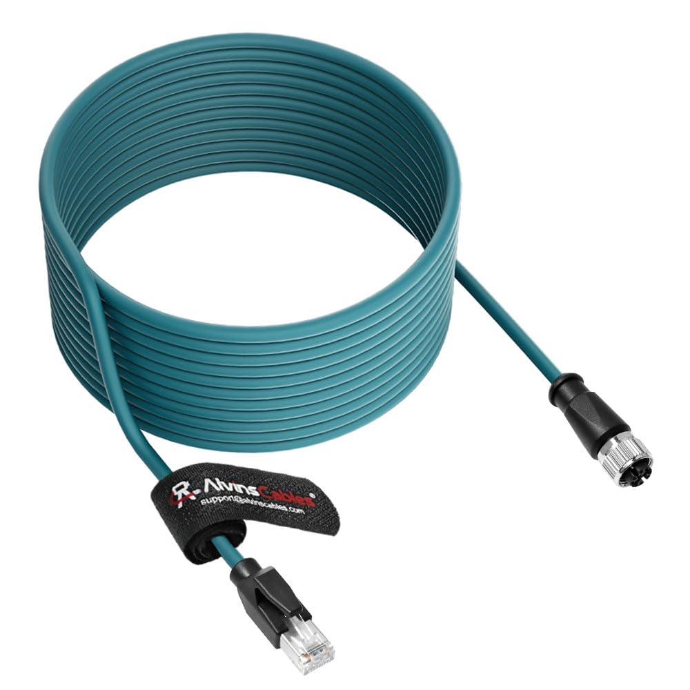 Alvin&#39;s Cables M12 X-Code 8 Pin Female to RJ45 Ethernet Cable Cat6a High-Flex Shielded for Cognex Keyence Basler Industrial Automation Fieldbus Module