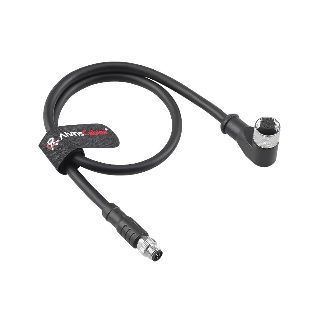 Alvin's Cables Livox Mid-360 LiDAR to Unitree Go2 Robot Dog Cable, Right-Angle M12 A-Code 12-Pin Female to M8 6-Pin Male, LiDAR Power &amp; Data Cord for Robotics, 3D Sensing Applications, 10cm / 3.93in