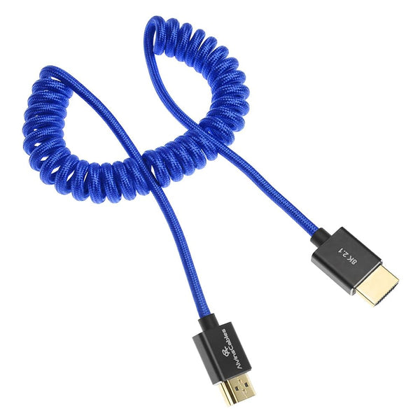 Alvin's Cables 8K 2.1 HDMI to HDMI Cable 8K@60Hz 4K@120Hz High-Speed for Atomos Ninja,for Sony FS5 FS7 FX9,BMPCC,for Canon C300 C500,Braided Coiled Cable Blue