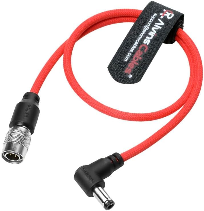 Alvin&#39;s Cables Ultra Flexible Hirose 4 Pin Male to DC Right Angle Braided Power Cable for Blackmagic&#39;s Cinema Camera 4k, for Sound Devices 633|644|688, Zoom F8 Recorder, 45cm|17.7in