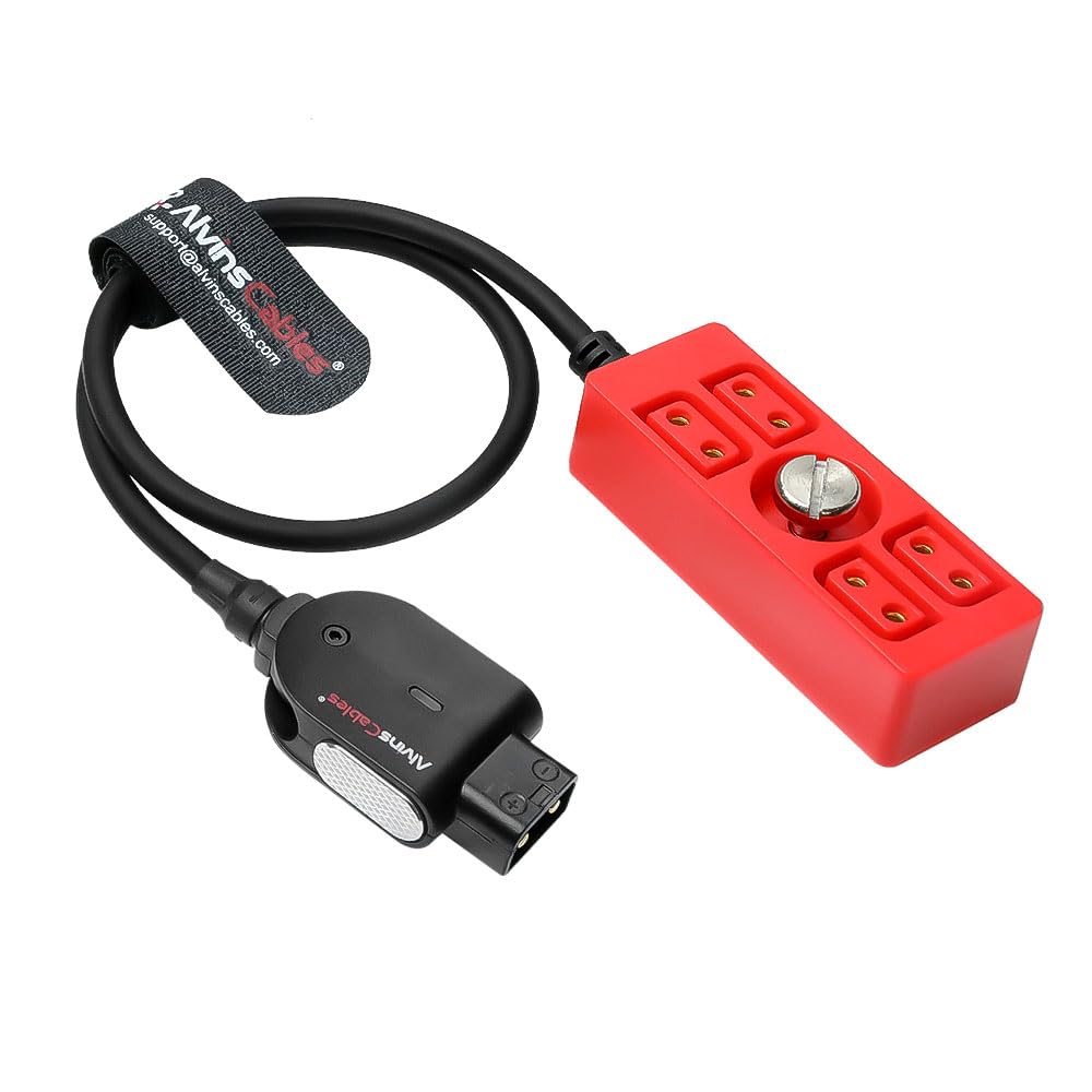 Alvin&#39;s Cables Smart D-tap Splitter Cable, Ultra Soft Smart Dtap Male to 4 Port Dtap Female Splitter Hub Power Cable for ARRI RED Teradek SmallHD SmallRig V-Mount|Gold-Mount Battery 40cm/15.7inches