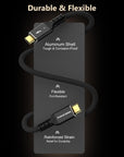 Alvin's Cables Thunderbolt 5 Cable, USB-C to USB-C Cable 120Gbps Bandwidth 240W PD Fast Charging 16K Display, Compatible with Thunderbolt 4/3,USB4, for MacBook,eGPU,Dock, Intel Certified