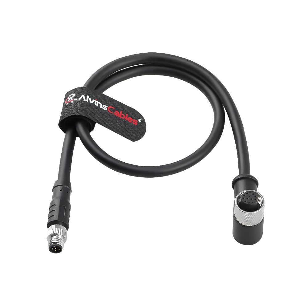 Alvin's Cables Livox Mid-360 LiDAR to Unitree Go2 Robot Dog Cable, Right-Angle M12 A-Code 12-Pin Female to M8 6-Pin Male, LiDAR Power &amp; Data Cord for Robotics, 3D Sensing Applications, 10cm / 3.93in