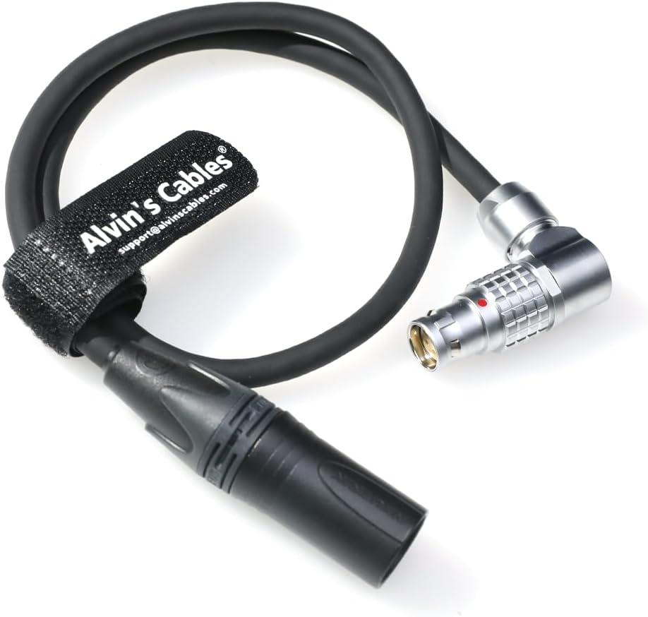 Alvins Cables Power Cable for Atomos NEON 31 17 24&quot; Monitor Recorder XLR 3 Pin Male to Right Angle 6 Pin Female for Atomos AtomX|Core Power Box 19V 50cm|19.7in