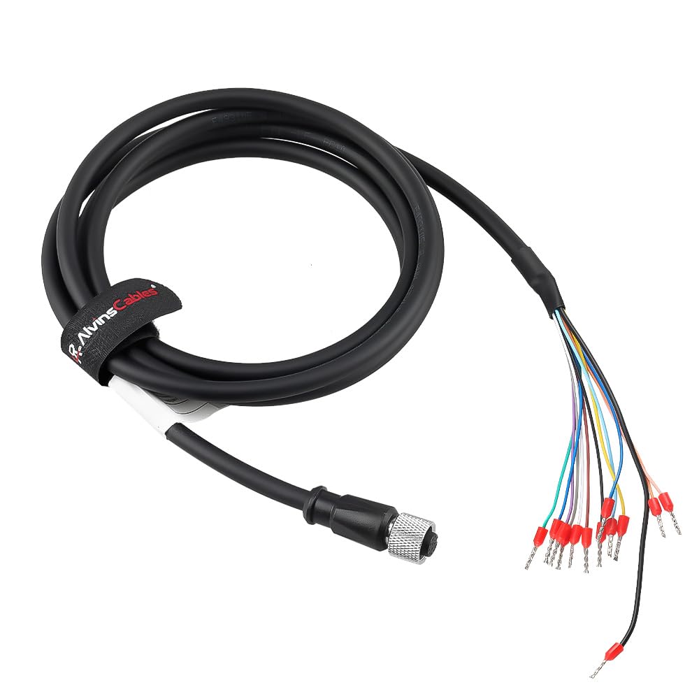 Alvin's Cables M12 A-Code 12-Pin Female to Open Wire Terminal Power I/O Cable for Keyence OP-88810/OP-88811/OP-88812 Industrial Cameras Interface Integrated Cable 2m|6.56ft