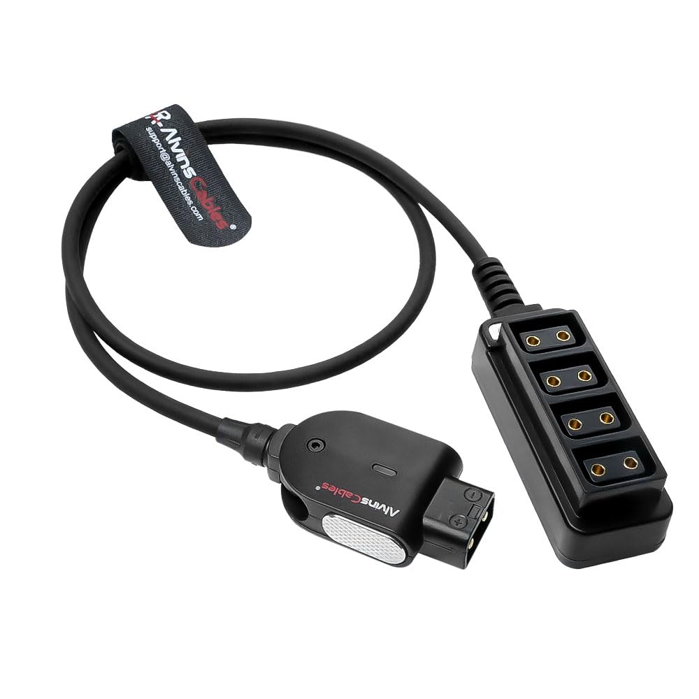 Alvin&#39;s Cables Smart D-tap Splitter Cable, Ultra Soft Smart Dtap Male to 4 Port Dtap Female Splitter Hub Power Cable for ARRI RED Teradek SmallHD SmallRig V-Mount|Gold-Mount Battery 40cm/15.7inches