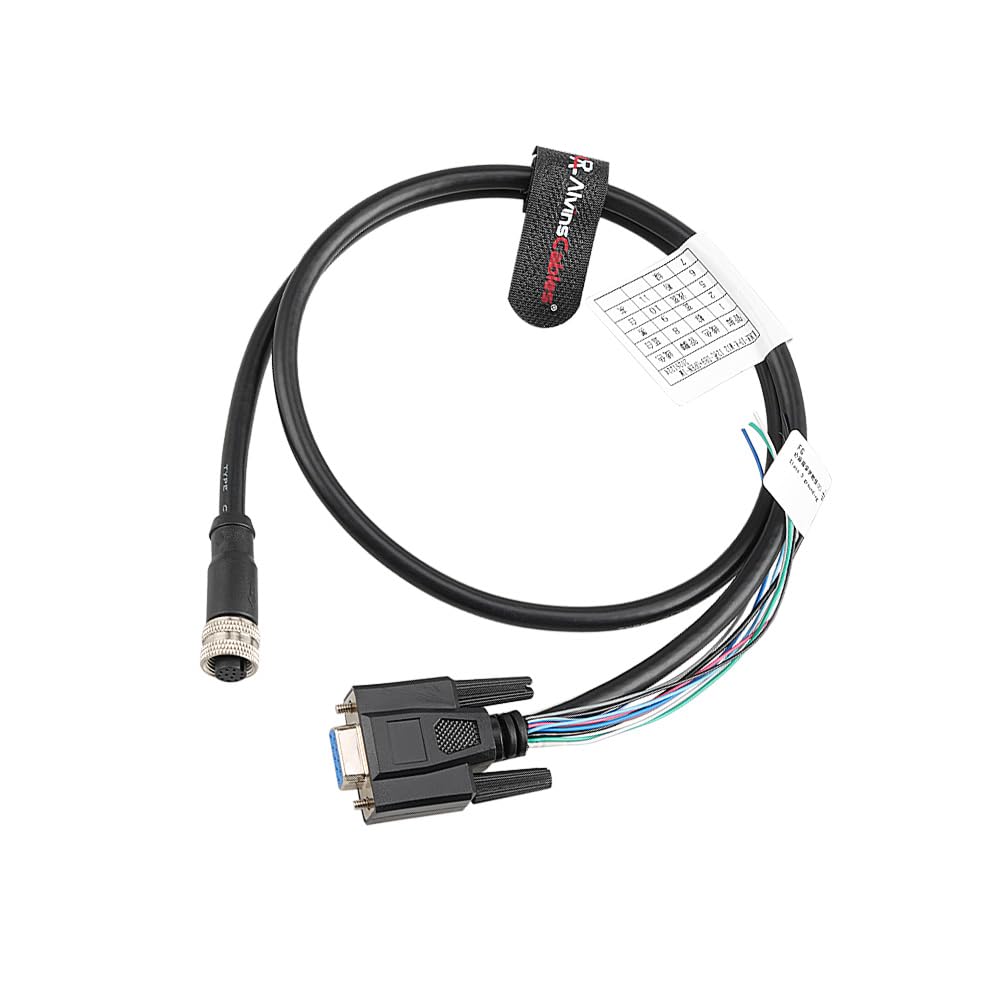 Alvin’s Cables Control Cable for Keyence SR-X AI Barcode Reader, M12 A-Code 12 Pin Female to DB9 Female Replacement for OP-88681 OP-88682 OP-88683, High Flex Drag Chain