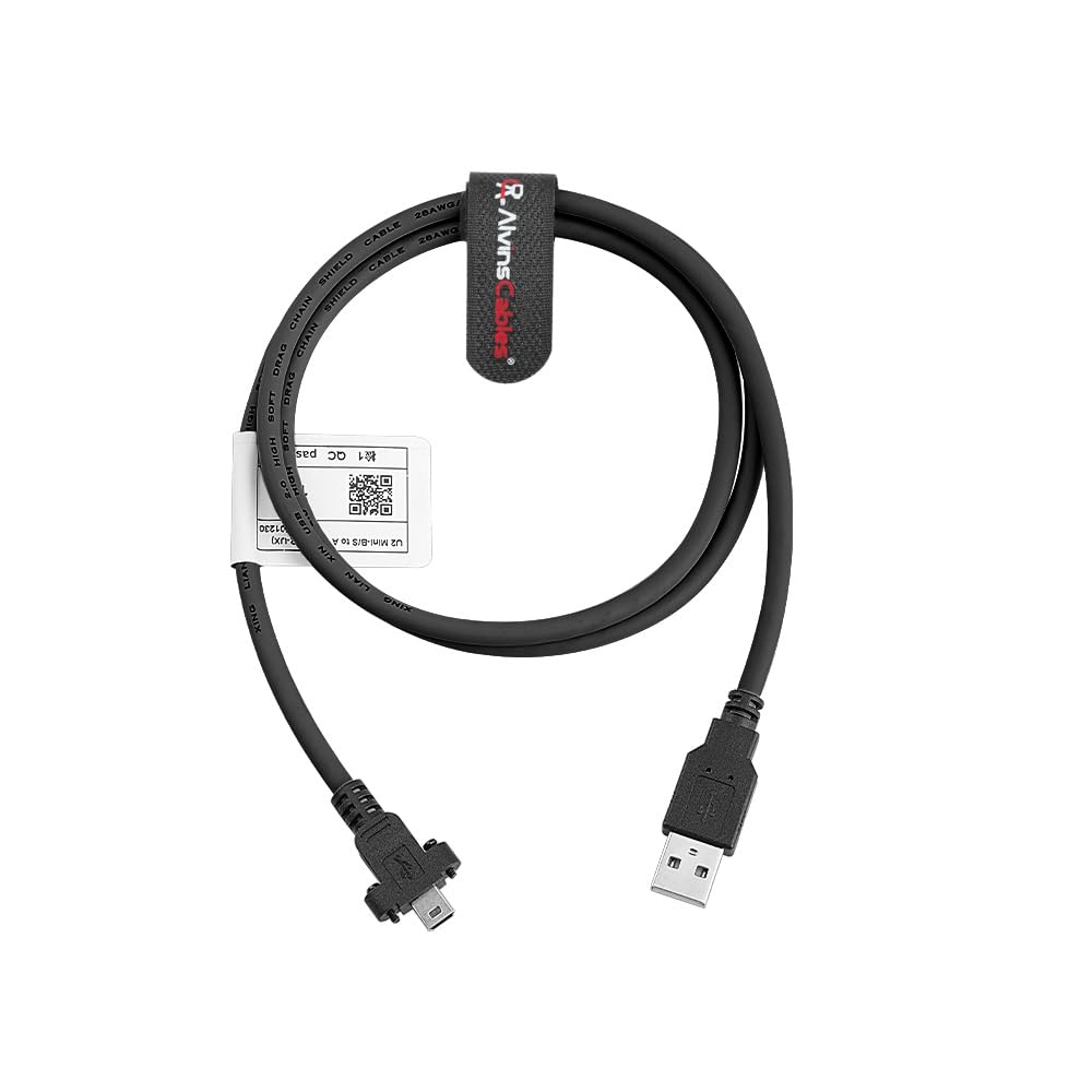 Alvin's Cables USB 2.0 Type-A to Locking Mini USB Cable, 15mm Dual-Screw Spacing for Daheng Industrial Camera, High Flex Drag Chain Shielded, Convex Port, 1m/3.3ft Purple