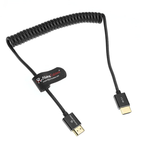 Alvin's Cables 8K 2.1 HDMI to HDMI Cable 8K@60Hz 4K@120Hz High-Speed for Atomos Ninja,for Sony FS5 FS7 FX9,BMPCC,for Canon C300 C500,Braided Coiled Cable Black