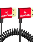 Alvin's Cables 8K HDMI Cable 2.1 48Gbps High Speed Φ2.4mm Ultra-Thin HDMI 8K@60Hz 4K@120Hz for Sony A7 A9, BMPCC, for Canon C70, for Atomos Ninja, for SmallHD, Right to Right Angle Coiled Cable