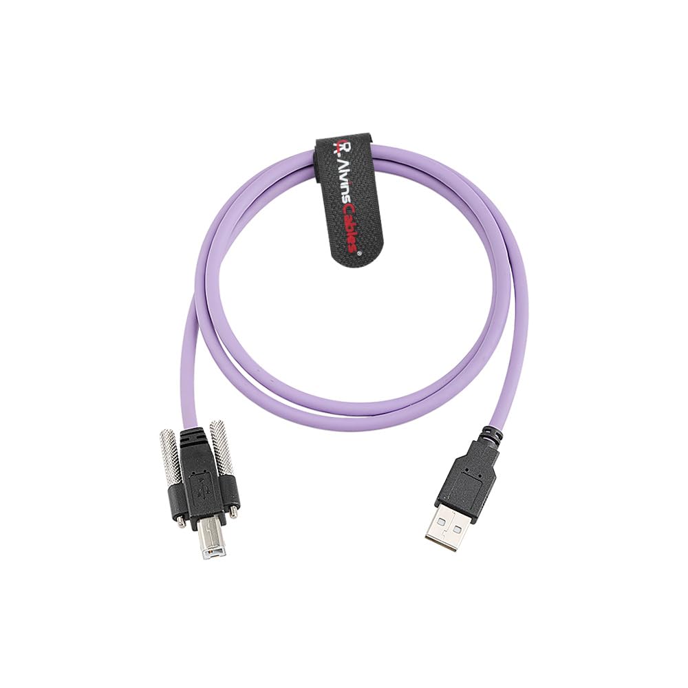 Alvin's Cables USB 2.0 Type-A to USB-B Screw Lock Data Cable for Machine Vision Industrial Camera, Printer, Scanner, 480Mbps High Flex Drag Chain Shielded