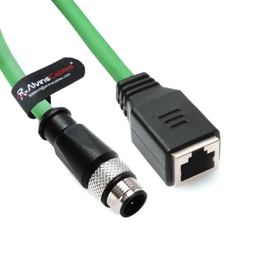 Alvin's Cables M12 D-Code 4 Pin Male to RJ45 Female Ethernet Cable
