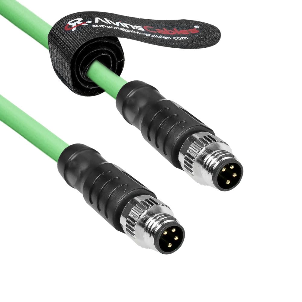 Alvin&#39;s Cables M8 A-Code 4 Pin Male to 4 Pin Cable High-Flex Shielded for Beckhoff ZK1090-3131 Industrial Automation EtherCAT Fieldbus 20in/50cm