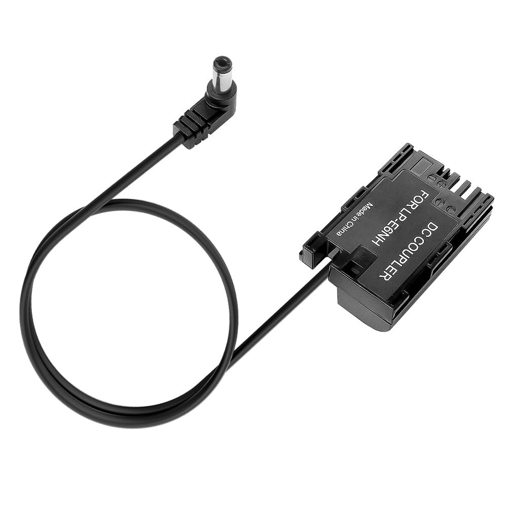Alvin&#39;s Cables LP-E6NH Dummy Battery to DC Power Cable for Canon-R5C Camera, EOS R7 R6 R 90D 80D 7D Mark II 7D 70D6D 60D 5D Mark IV 5DS Camera, 50cm/19.7inches