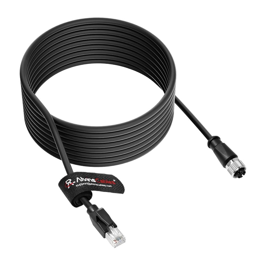 Alvin&#39;s Cables M12 X-Code 8 Pin Female to RJ45 Ethernet Cable Cat6a High-Flex Shielded for Cognex Keyence Basler Industrial Automation Fieldbus Module