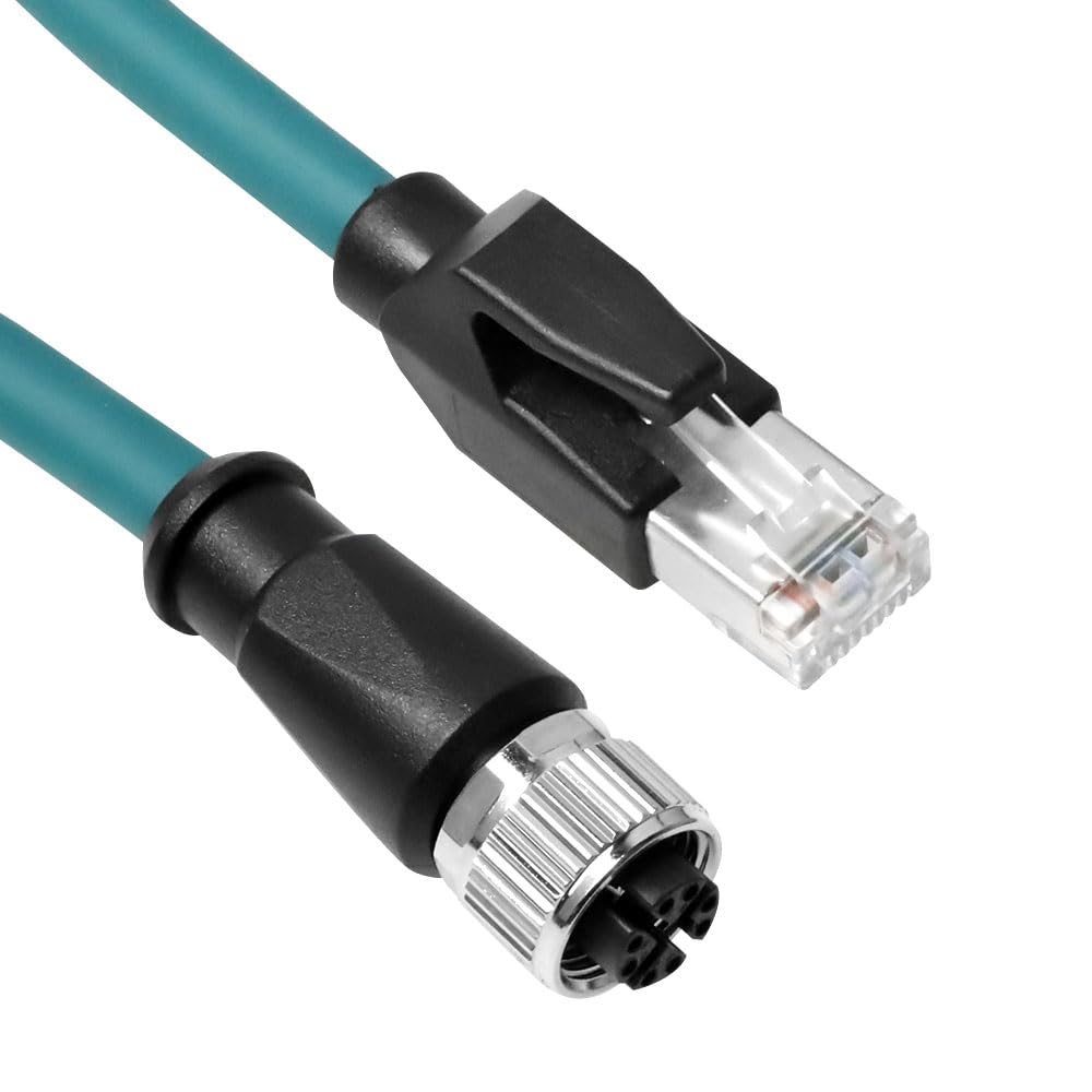 Alvin&#39;s Cables M12 X-Code 8 Pin Female to RJ45 Ethernet Cable Cat6a High-Flex Shielded for Cognex Keyence Basler Industrial Automation Fieldbus Module
