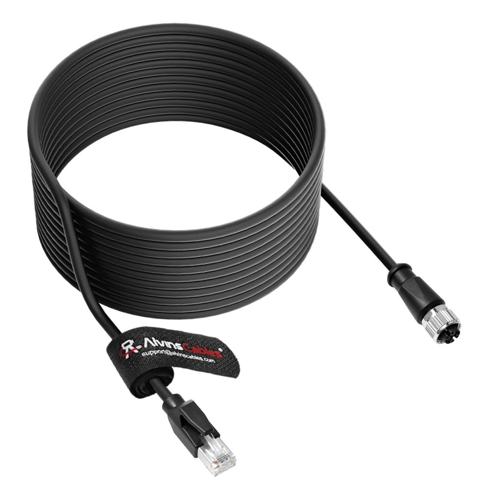 Alvin&#39;s Cables M12 X-Code 8 Pin Female to RJ45 Ethernet Cable Cat6a High-Flex Shielded for Cognex Keyence Basler Industrial Automation Fieldbus Module