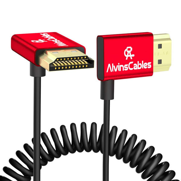 Alvin's Cables 8K HDMI Cable 2.1 48Gbps High Speed Φ2.4mm Ultra-Thin HDMI 8K@60Hz 4K@120Hz for Sony A7 A9, BMPCC, for Canon C70, for Atomos Ninja, for SmallHD, Up to Right Angle Coiled Cable