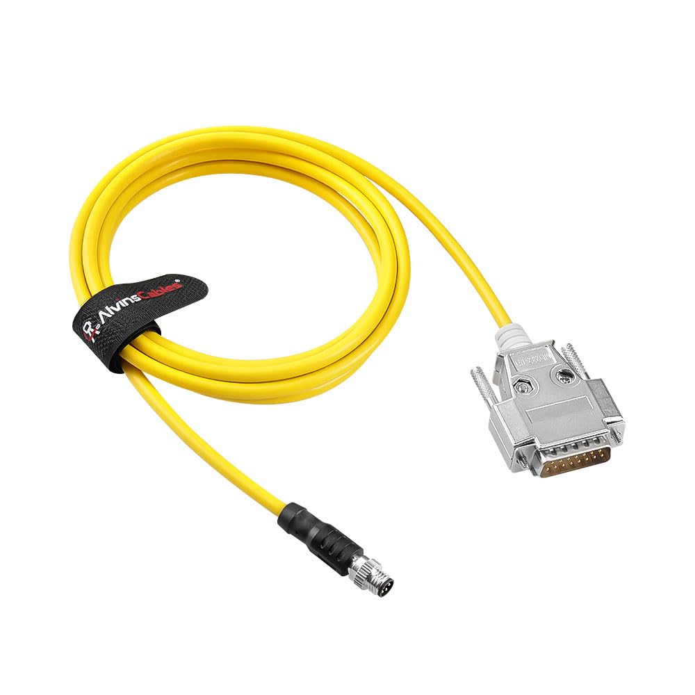 Alvin's Cables Cognex CCB-M8DSIO-00 M8 5-Pin B-Code to DB15 I/O Cable for Cognex in-Sight 8000/Micro Series Industrial Vision System, CIO-Micro I/O Module,0.7M/2.3ft Yellow