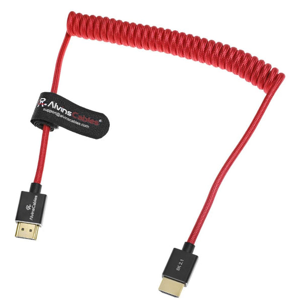 Alvin's Cables 8K 2.1 HDMI to HDMI Cable 8K@60Hz 4K@120Hz High-Speed for Atomos Ninja,for Sony FS5 FS7 FX9,BMPCC,for Canon C300 C500,Braided Coiled Cable Red