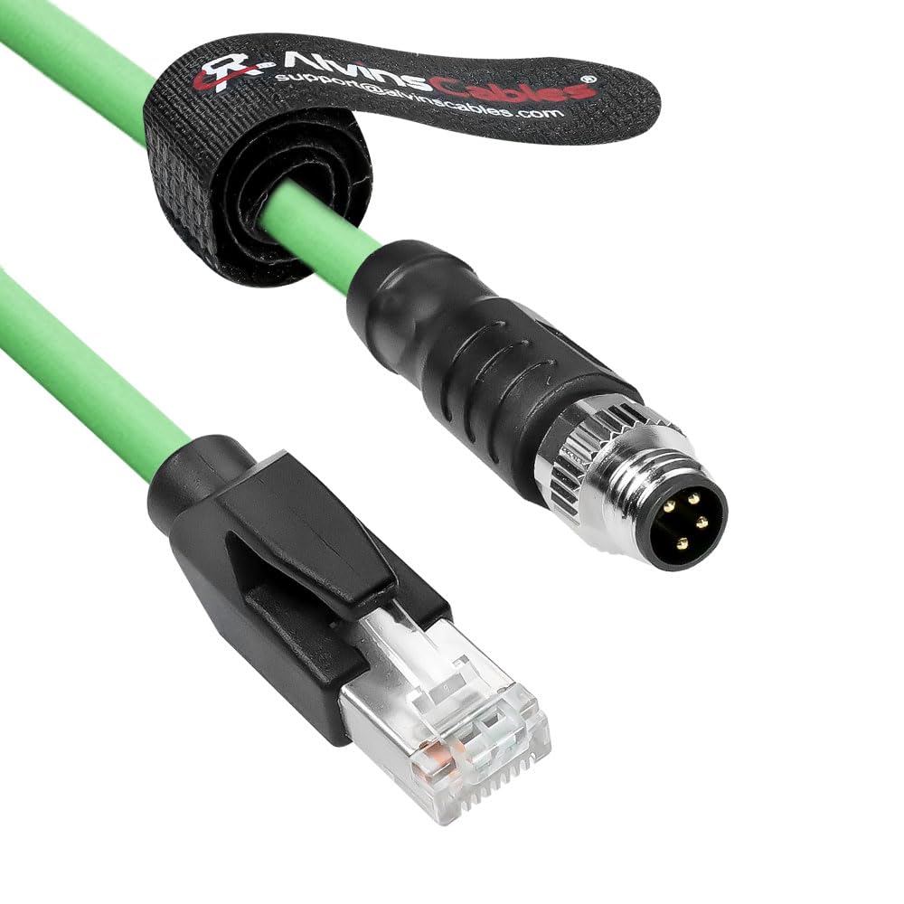 Alvin&#39;s Cables M8 A-Code 4 Pin Male to RJ45 Ethernet Cable Cat6a High-Flex Shielded for Beckhoff ZK1090-3191 Industrial Automation EtherCAT Fieldbus