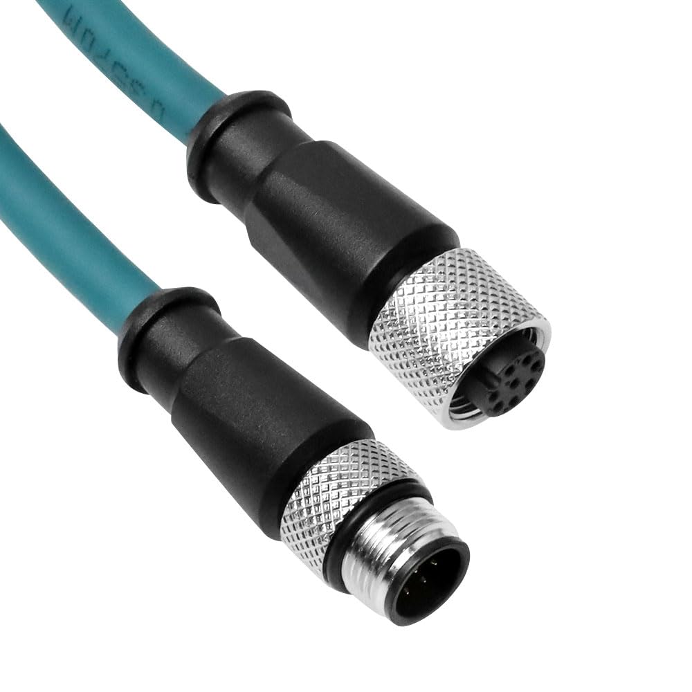 Alvin&#39;s Cables M12 A-Code 8 Pin Male to 8 Pin Female Cat6a High-Flex Shielded Sensor Actuator Cable for Cognex Industrial Camera 15m/49ft