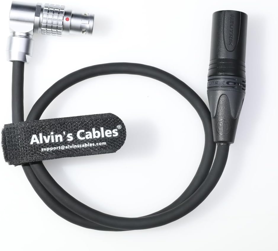 Alvins Cables Power Cable for Atomos NEON 31 17 24&quot; Monitor Recorder XLR 3 Pin Male to Right Angle 6 Pin Female for Atomos AtomX|Core Power Box 19V 50cm|19.7in