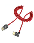 Alvin's Cables 8K HDMI 2.1 High-Speed Cable 8K@60Hz 4K@120Hz Braided Coiled Cable for Atomos Ninja,for Feelworld,for Sony FS5 FS7 FX9,BMPCC,for Canon C300 C500,Right Angle Red