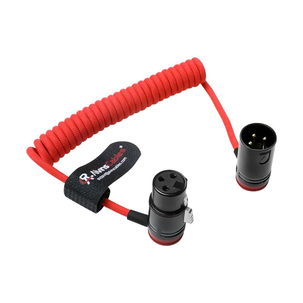 Alvin&#39;s Cables Low-Profile XLR 3 Pin Male to Female Ultra-Flexible Coiled Cable, Aramid-Reinforced for Sony|Canon|Blackmagic Pro Cameras &amp; Studio Audio