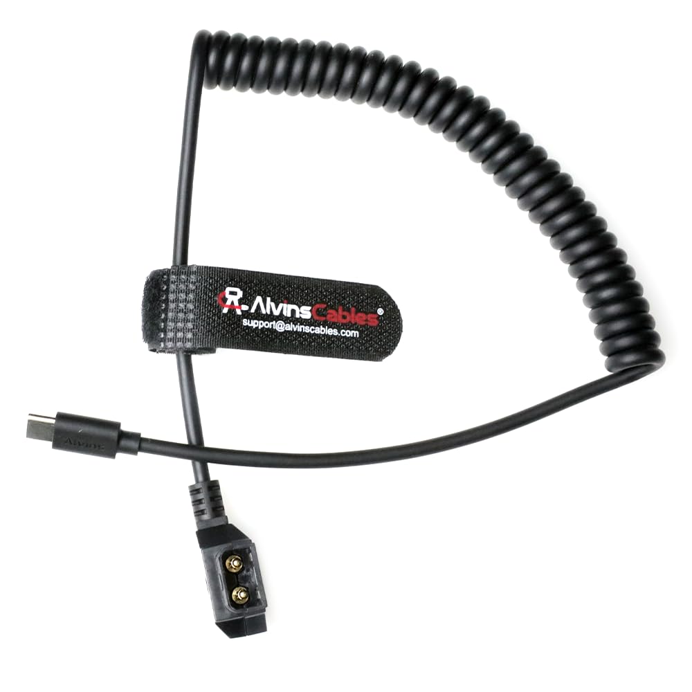 Alvin's Cables Dtap to USB-C Power Cable for DJI Focus Pro Motor, Ultra Soft D-tap to Type-C Enhanced Power Coiled for Tilta Nucleus Nano II Wireless Lens Control Motor