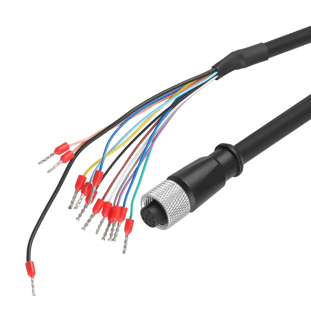 Alvin's Cables M12 A-Code 12-Pin Female to Open Wire Terminal Power I/O Cable for Keyence OP-88810/OP-88811/OP-88812 Industrial Cameras Interface Integrated Cable 2m|6.56ft