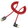 Alvin's Cables 8K HDMI 2.1 Cable for Atomos Ninja V Monitor,for Sony FS5 FS7,BMPCC,for Canon C300 C500 Camera,8K@60Hz 4K@120Hz 48Gbps High-Speed Braided Coiled Cable Left Angle Red