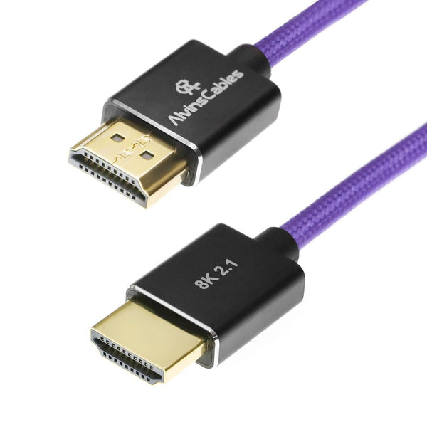 Alvin's Cables 8K 2.1 HDMI to HDMI Cable 8K@60Hz 4K@120Hz High-Speed for Atomos Ninja,for Sony FS5 FS7 FX9,BMPCC,for Canon C300 C500,Braided Coiled Cable Purple