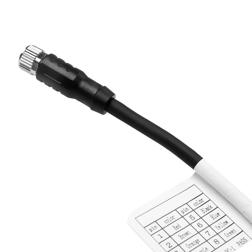 Alvin&#39;s Cables M8 8 Pin Female A-Code to Open End Power I/O Cable Drag-Chain Shielded for Baumer CX Series VCXG VCXU VCX.XC Camera Industrial Automation Sensor Systems