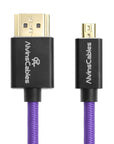 Alvin's Cables 8K 2.1 Micro HDMI to HDMI Coiled Cable for Atomos Ninja V, 8K@60Hz 4K@60Hz High-Speed HDMI Cable for Sony A7RIII A7II A7M3, for Canon R5 M6, for FUJIFILM X-T4 X-T3, Braided Purple