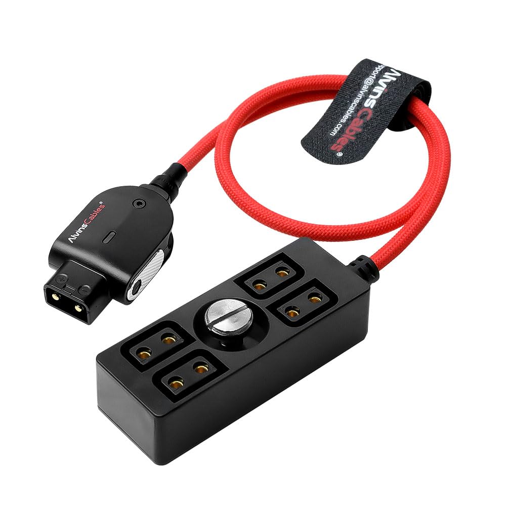Alvin&#39;s Cables Smart D-tap Splitter Cable, Ultra Soft Smart Dtap Male to 4 Port Dtap Female Splitter Hub Power Cable for ARRI RED Teradek SmallHD SmallRig V-Mount|Gold-Mount Battery 40cm/15.7inches