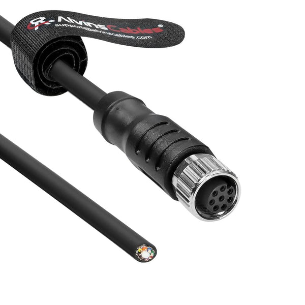 Alvin's Cables M8 8 Pin Female A-Code to Open End Power I/O Cable Drag-Chain Shielded for Baumer CX Series VCXG VCXU VCX.XC Camera Industrial Automation Sensor Systems