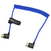 Alvin's Cables 8K HDMI Cable for Atomos Ninja,2.1 48Gbps 8K@60Hz 4K@120Hz High-Speed Braided Coiled Cable for Sony FS5 FS7 FX9,BMPCC,for Canon C300 C500,for Feelworld,Right to Right Angle Blue